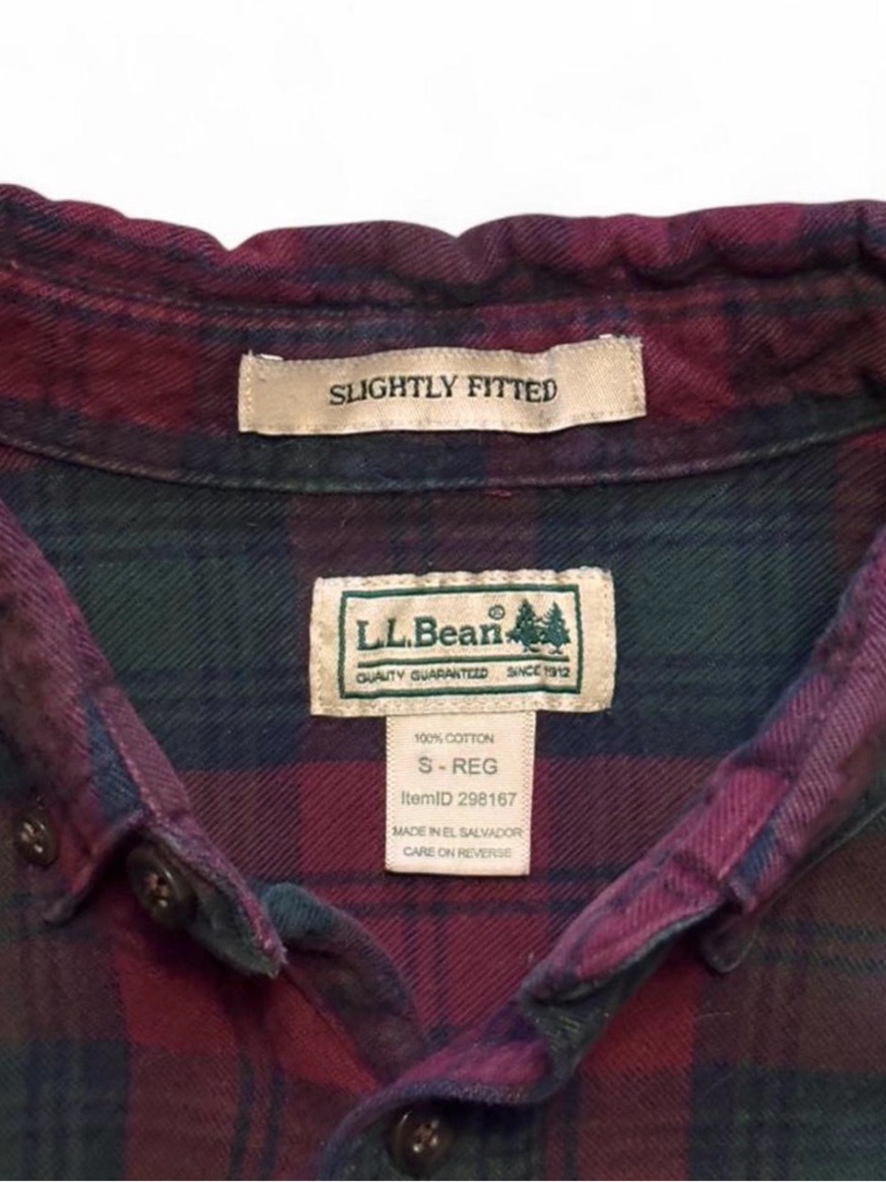 LL Bean Men's Flannel Plaid Button-Down Shirt in Red and Green - Picture 2 of 5